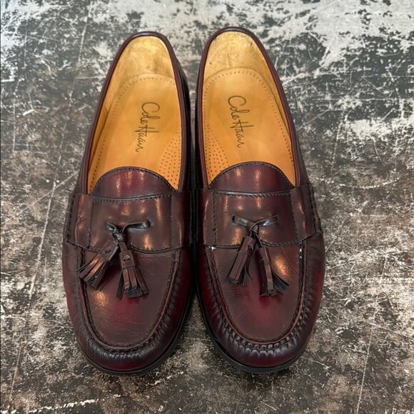 Cole Haan Burgundy Leather Tassel Loafers Size 11.5 - Picture 1 of 8